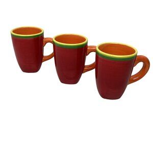 Dansk Handpainted Ceramic Mugs Set of 3 sMulticolor